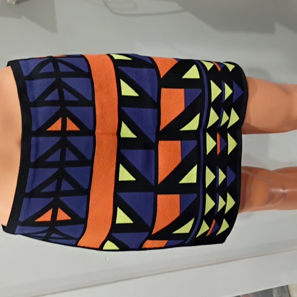 RACHEL Rachel Roy Vibrant Geometric Pencil Skirt - Black, Orange, Yellow, Blue